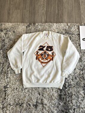 Jerzees White 80 S Jus Fidus Libertatum Men Large L Stained Crewneck Sz LARGE